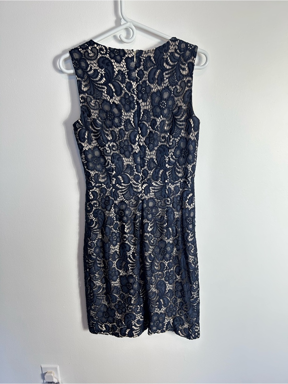 Alex Marie Navy Lace Midi Dress with Cream Lining - Picture 2 of 3